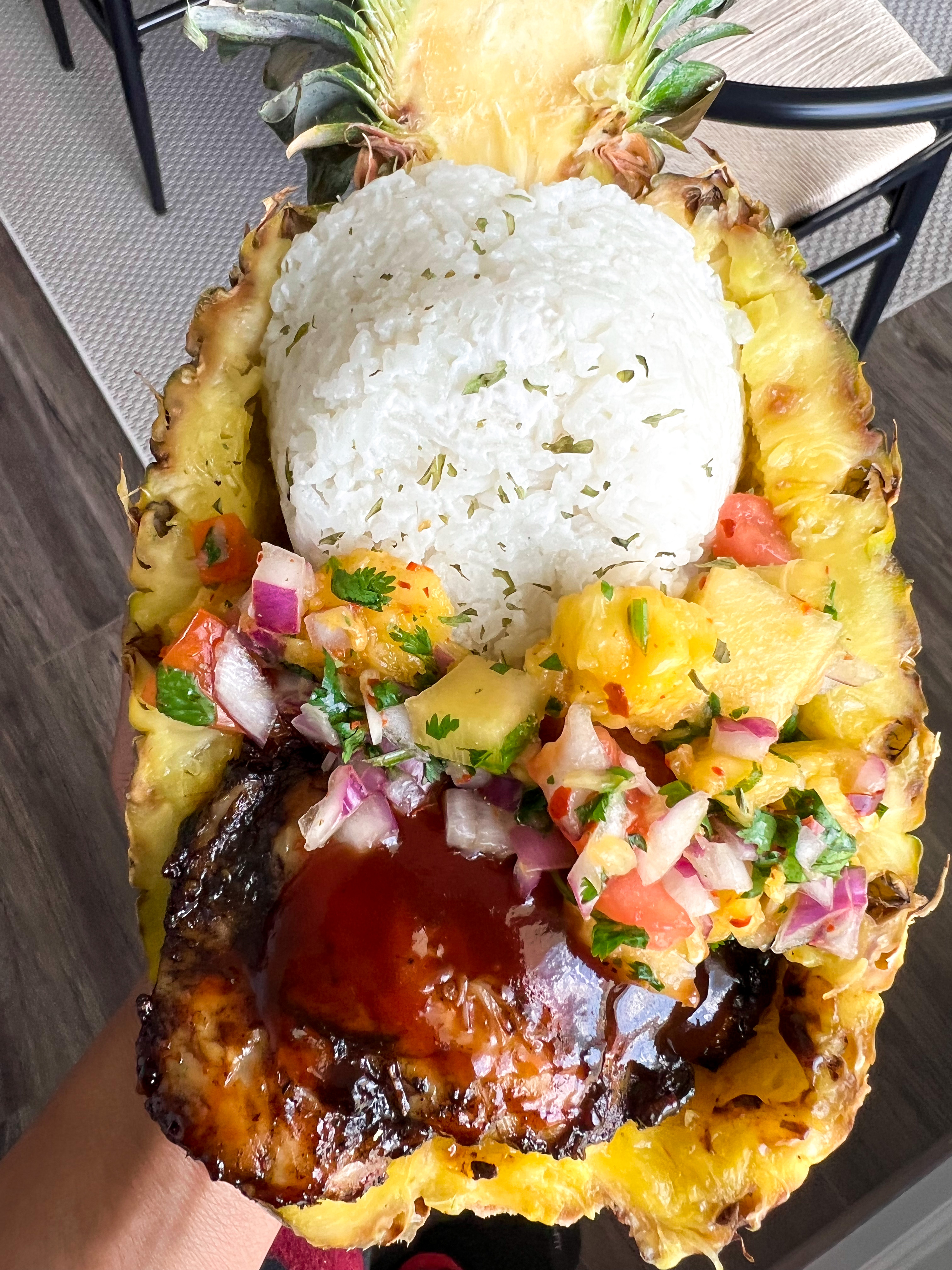Ultimate Jerk BBQ Chicken Pineapple Bowl