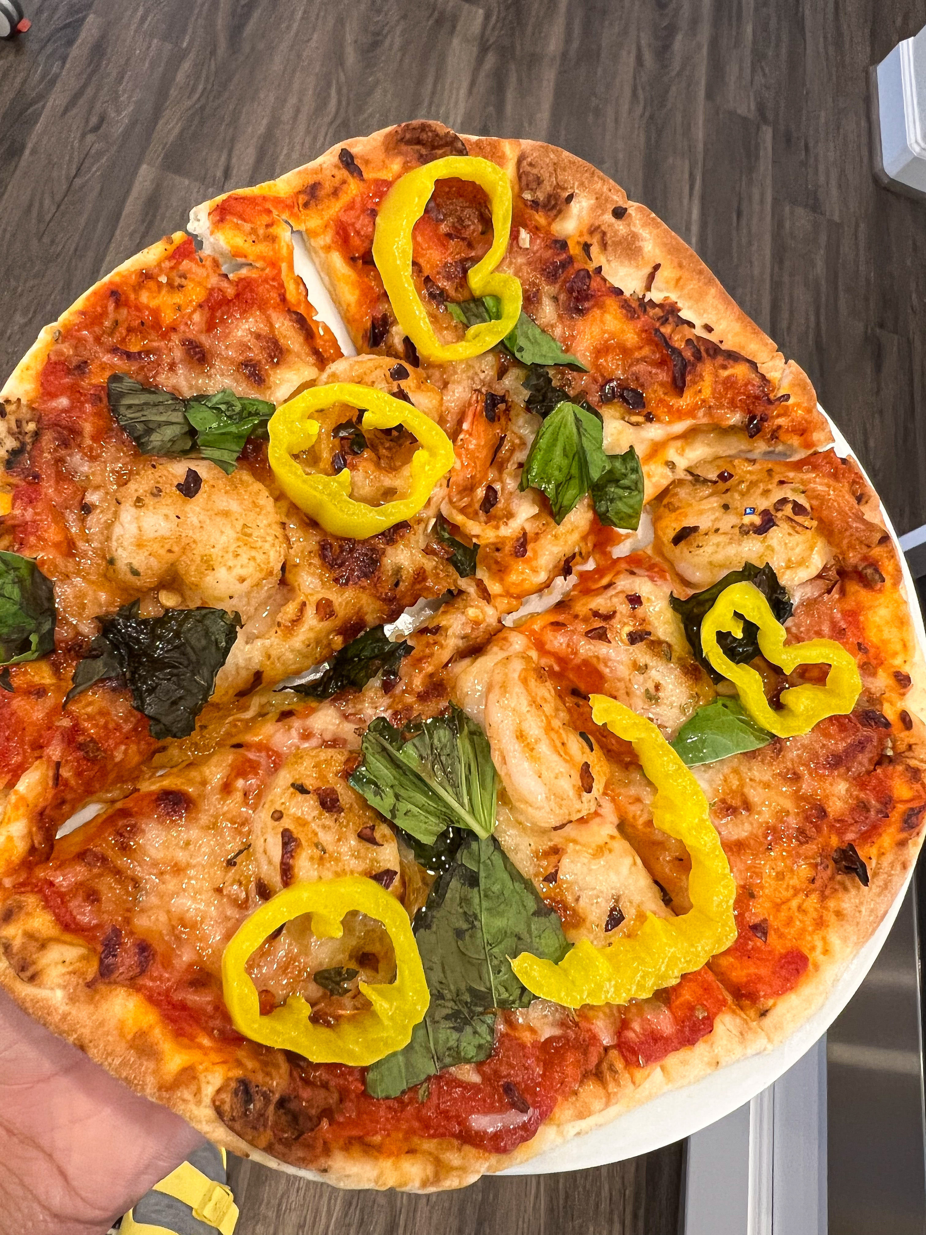 Air Fried Shrimp Pizza