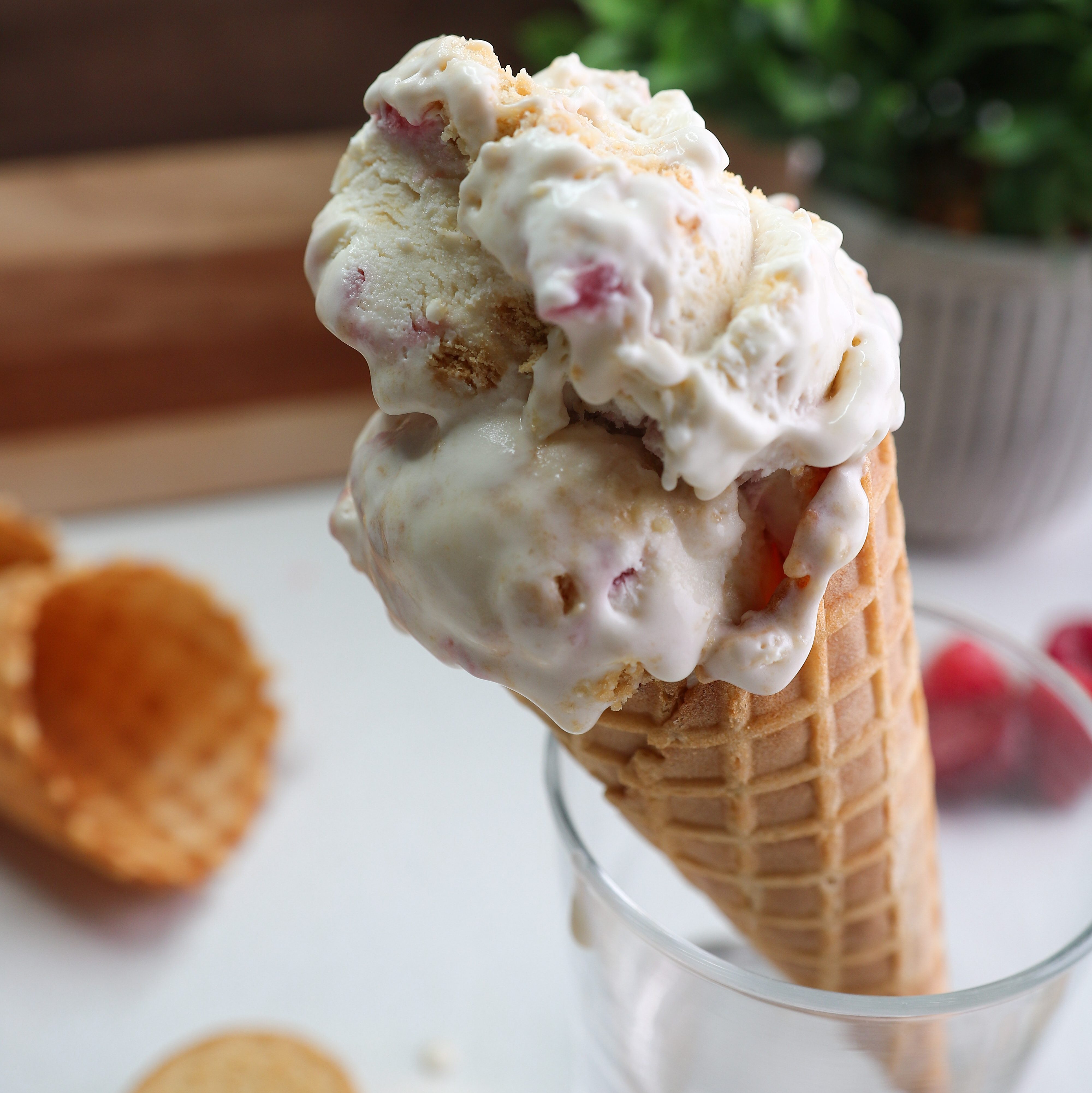 No-Churn Strawberries and Cream Ice Cream
