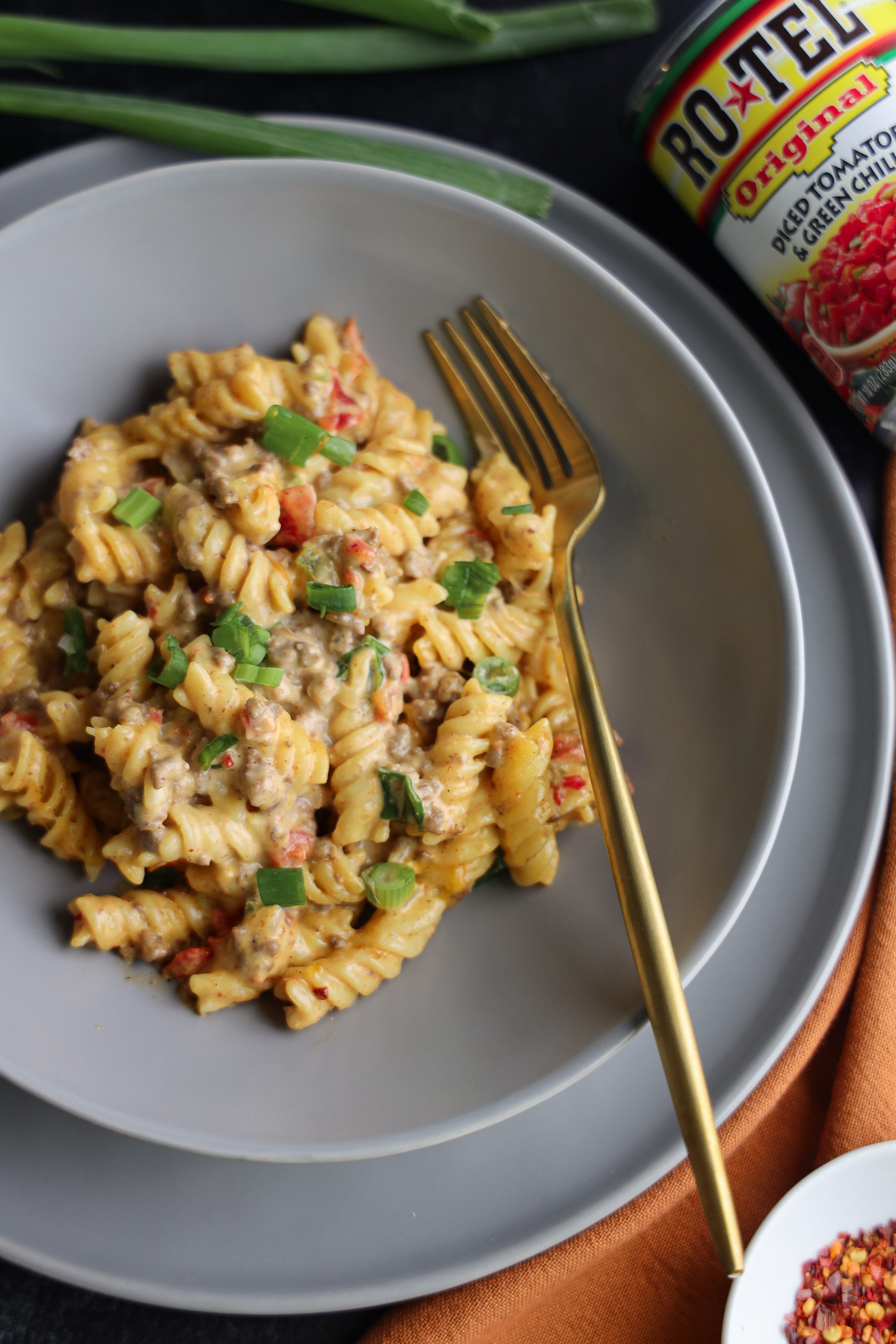 Creamy Rotel Pasta with Ground Beef