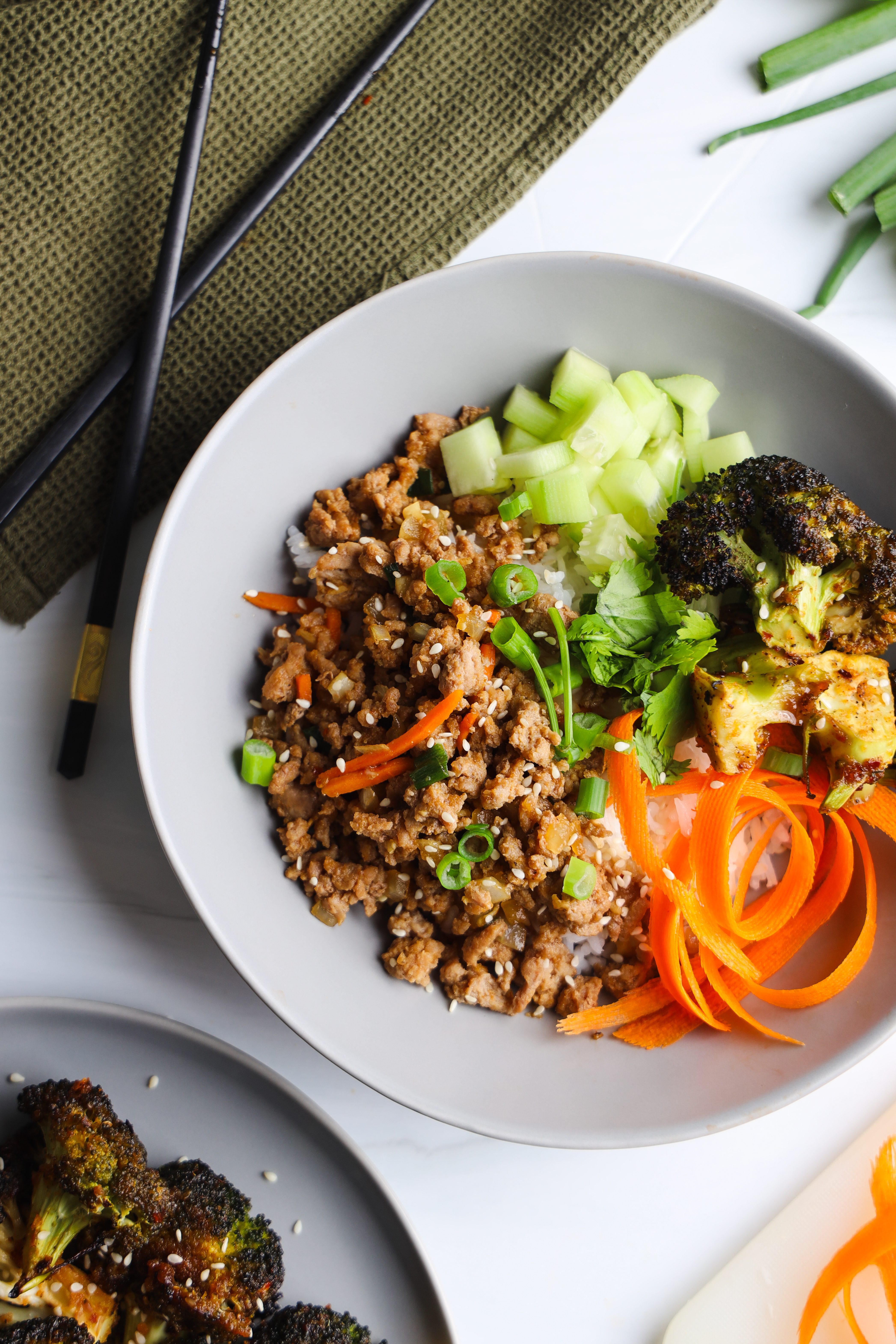 Korean Inspired Ground Turkey Rice Bowl